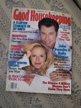 Magazine Vtg 1997 Good Housekeeping John Travolta Kelly Preston Cover Feb 90s